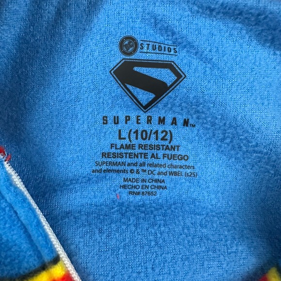 Superman Fleece Pajamas Boys L 10-12 Costume One Piece Flame Resistant NWT - Picture 8 of 10